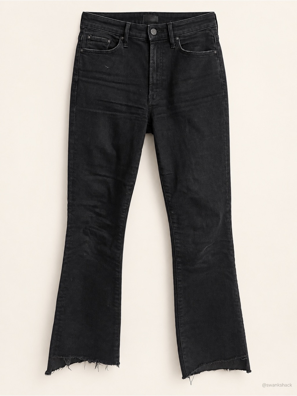 MOTHER The Insider Crop Step Fray Black Stretch Jeans Size 27